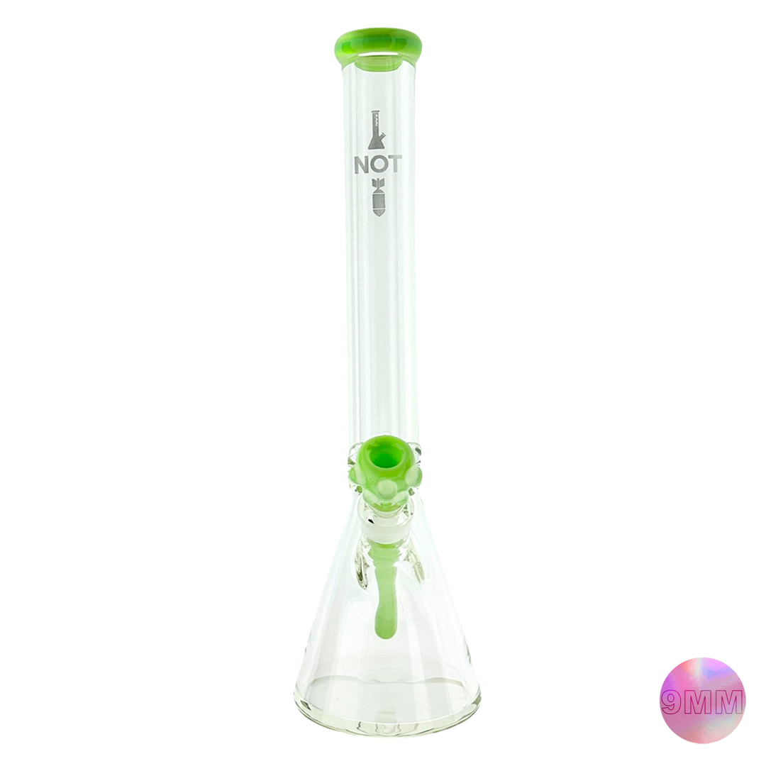 18" X 9MM Slime Beaker Bong Laser 'BONGS NOT BOMBS'