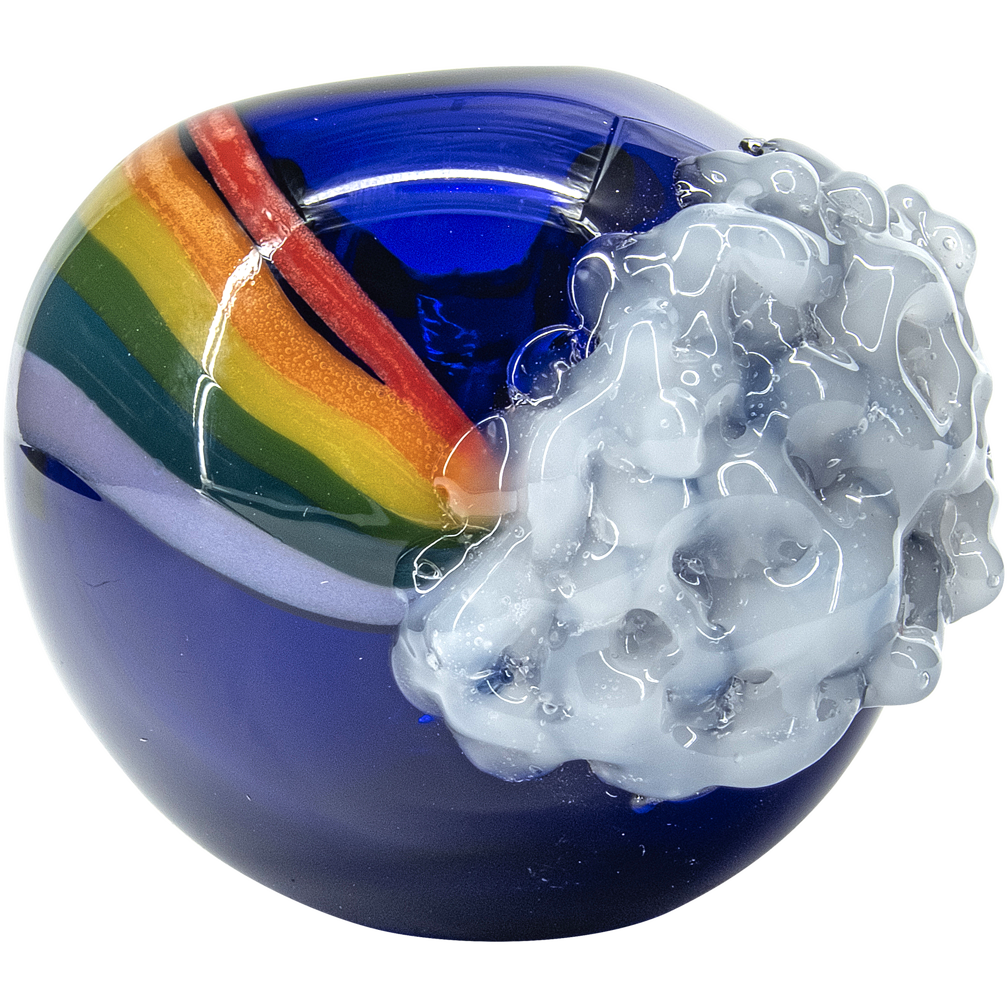 "Rainbows n Clouds" Cobalt Blue Glass Pipe