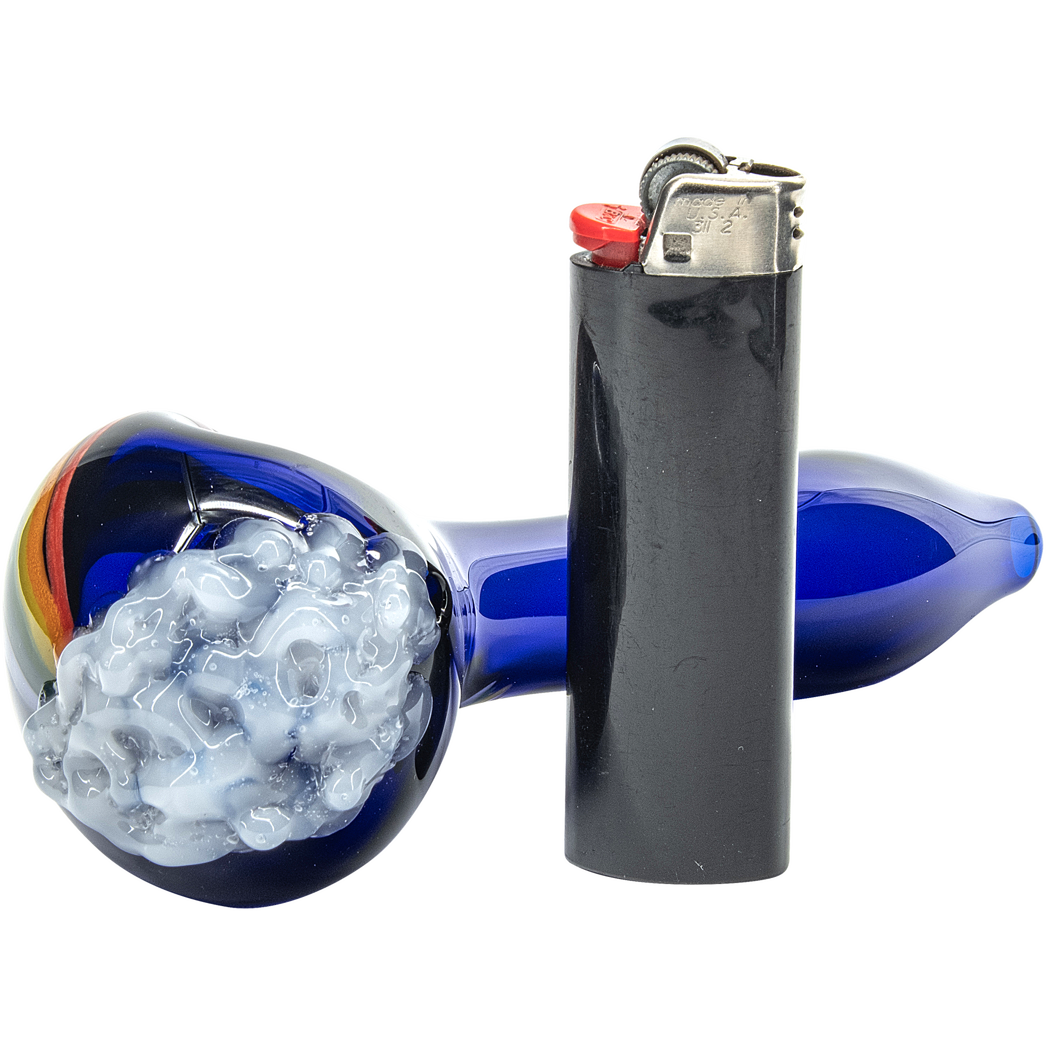 "Rainbows n Clouds" Cobalt Blue Glass Pipe