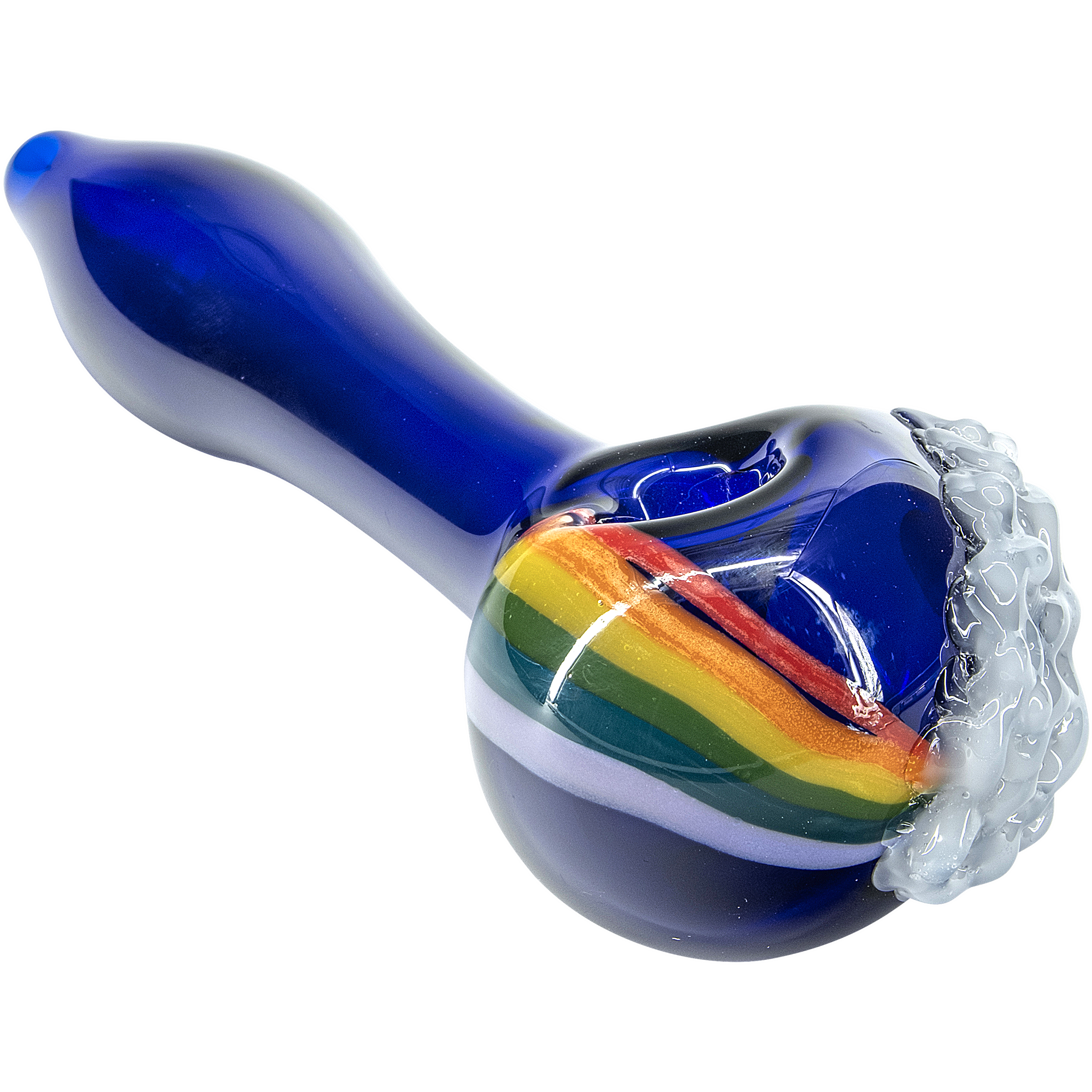 "Rainbows n Clouds" Cobalt Blue Glass Pipe