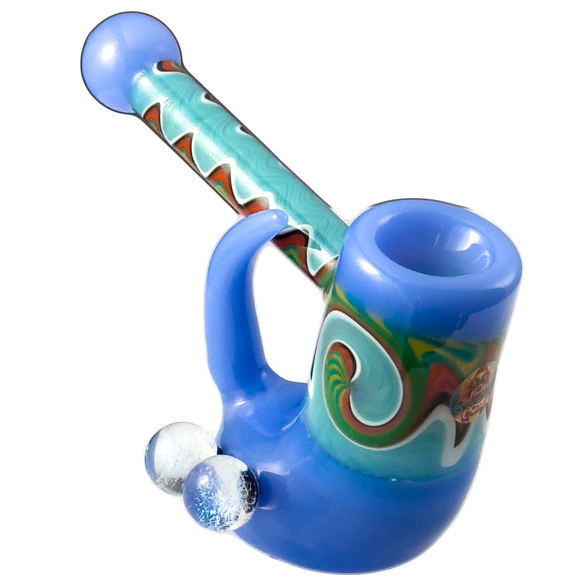 Fang Bub Pipe w/Dual Galaxy Marbles (Various Colors)