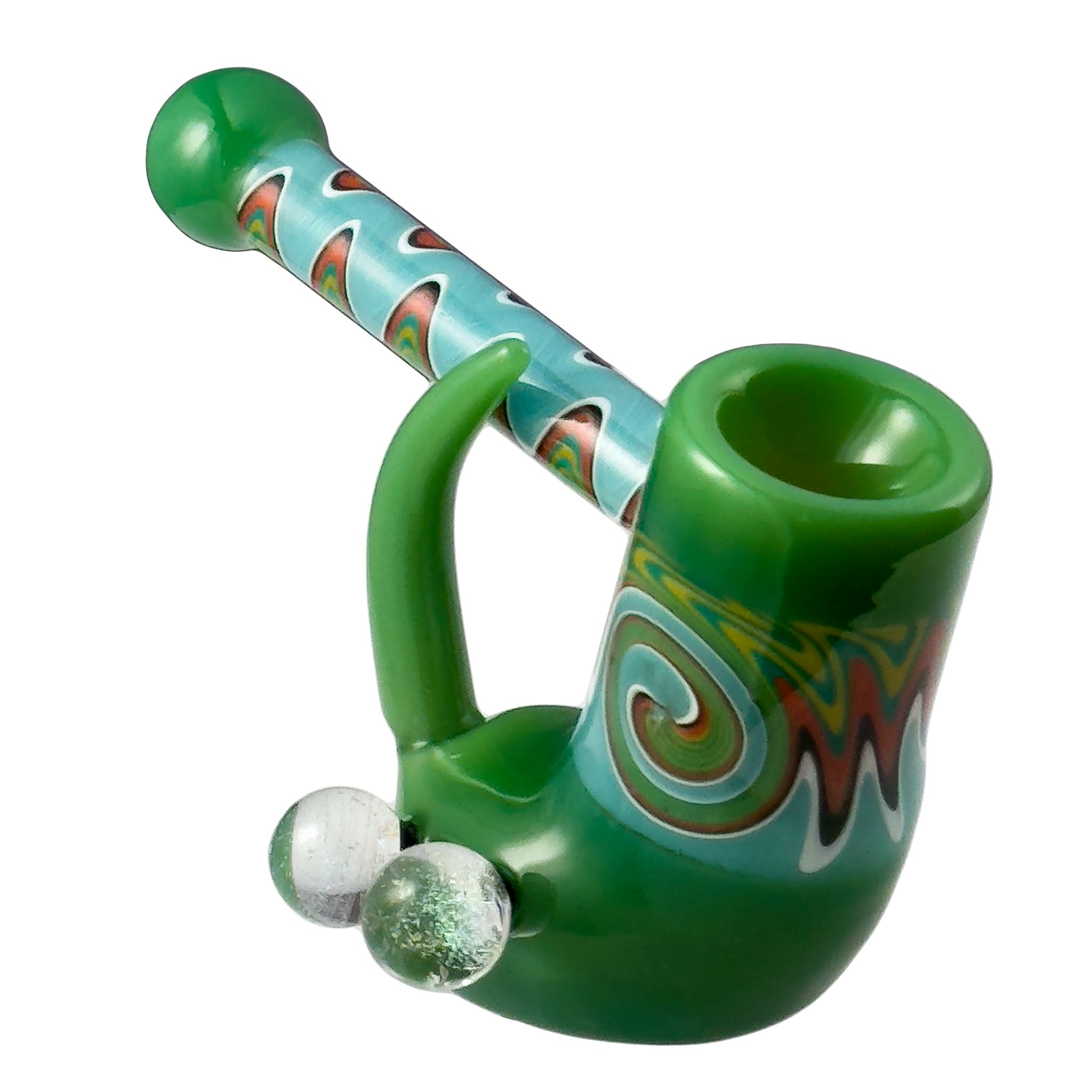 Fang Bub Pipe w/Dual Galaxy Marbles (Various Colors)