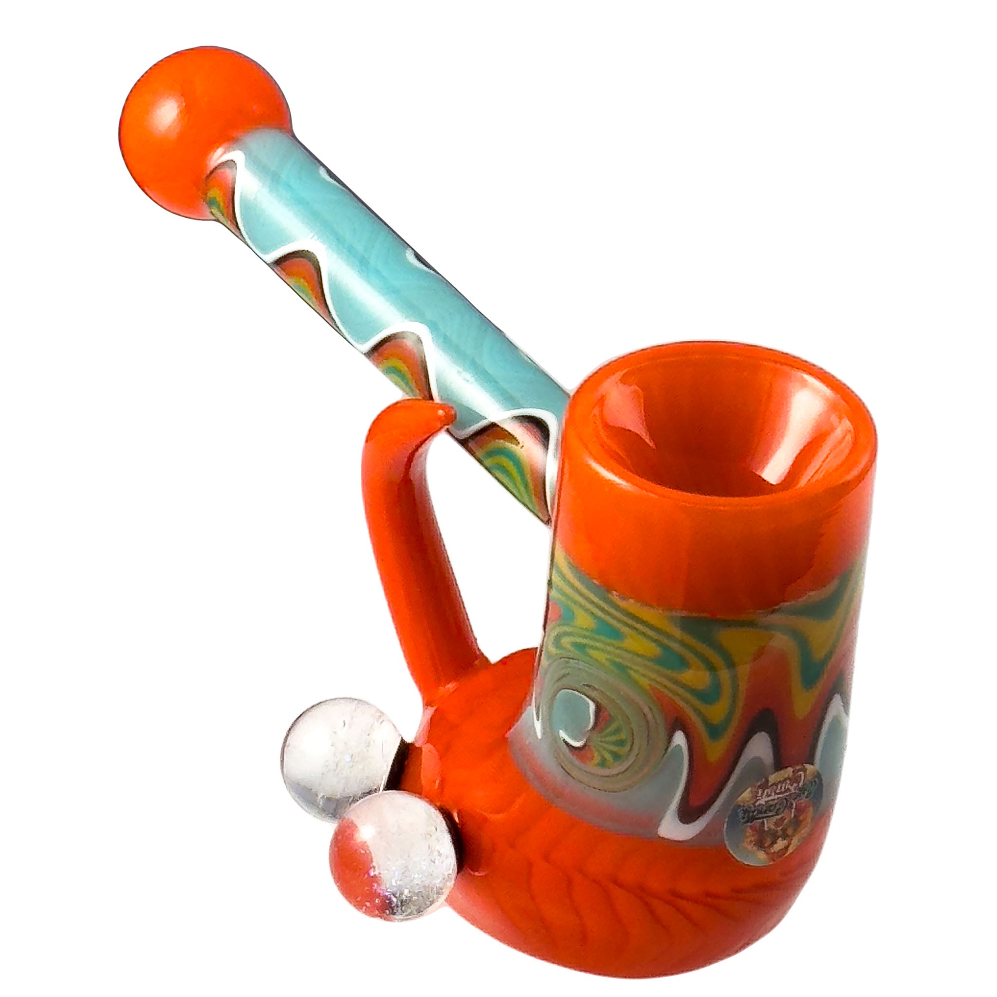 Fang Bub Pipe w/Dual Galaxy Marbles (Various Colors)