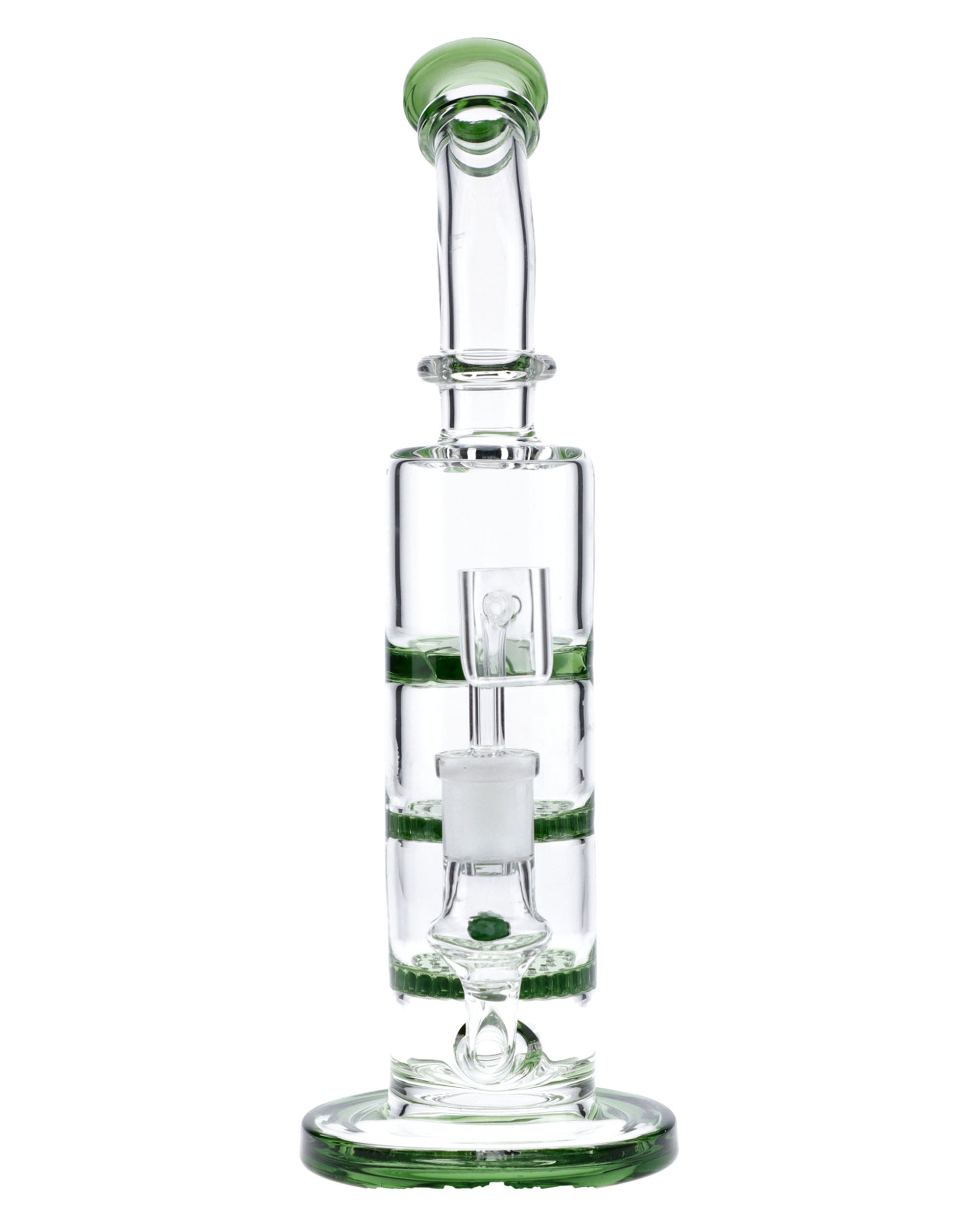 Bent Neck Dab Rig w/Triple Honey Comb Perc-Green-9.5in