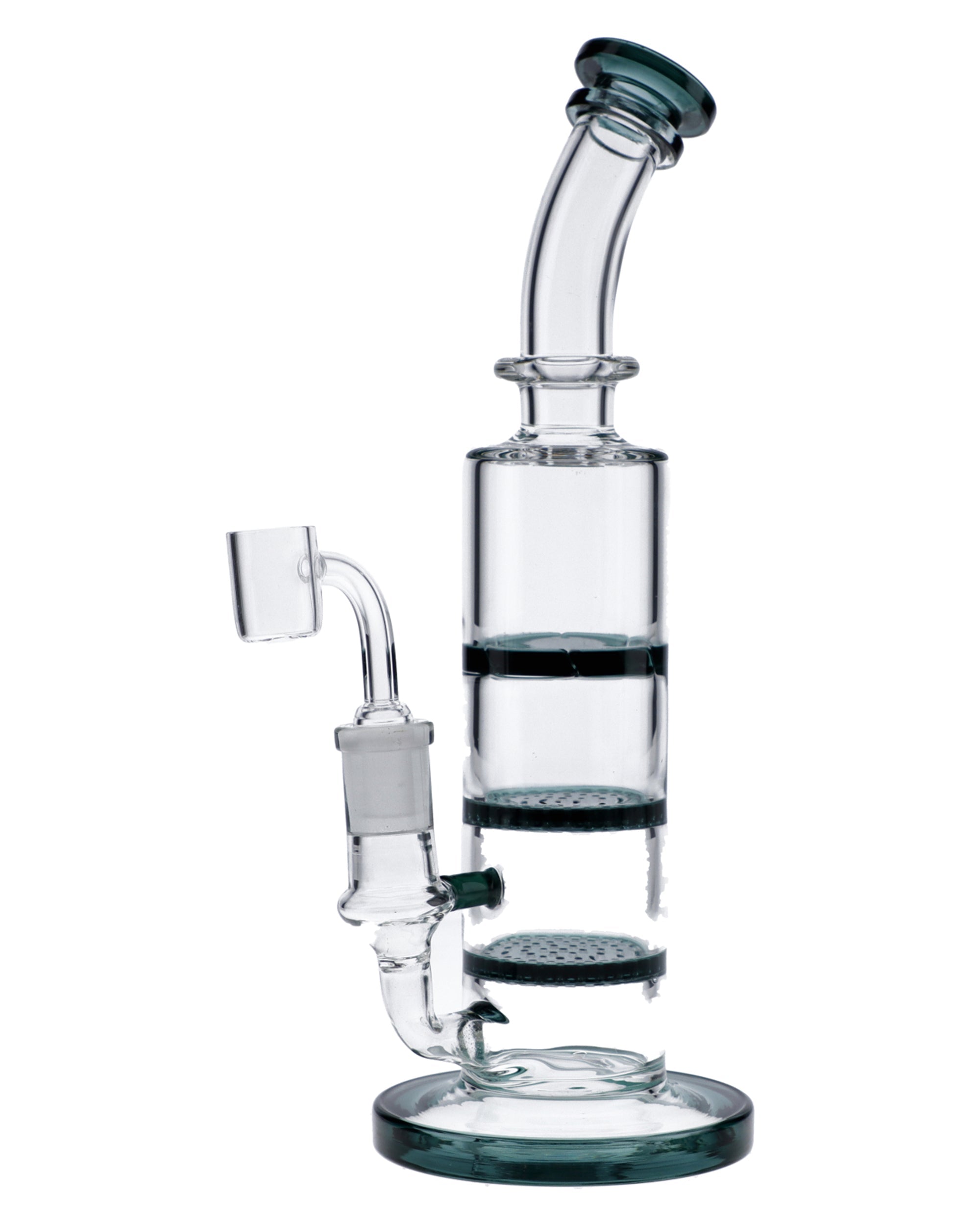 Bent Neck Dab Rig w/Triple Honey Comb Perc-Teal-9.5in