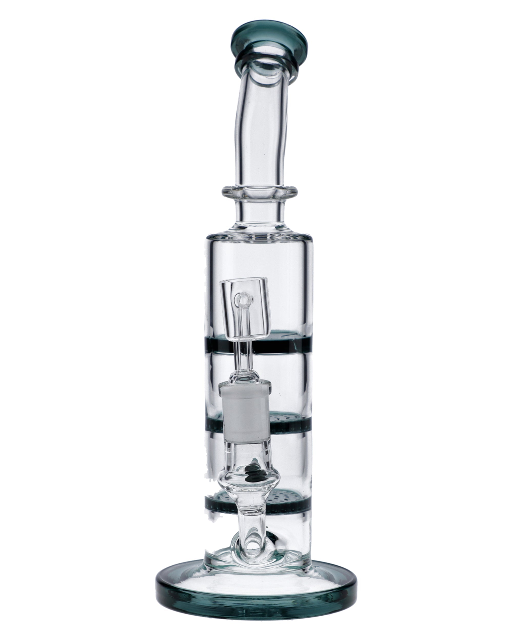 Bent Neck Dab Rig w/Triple Honey Comb Perc-Teal-9.5in