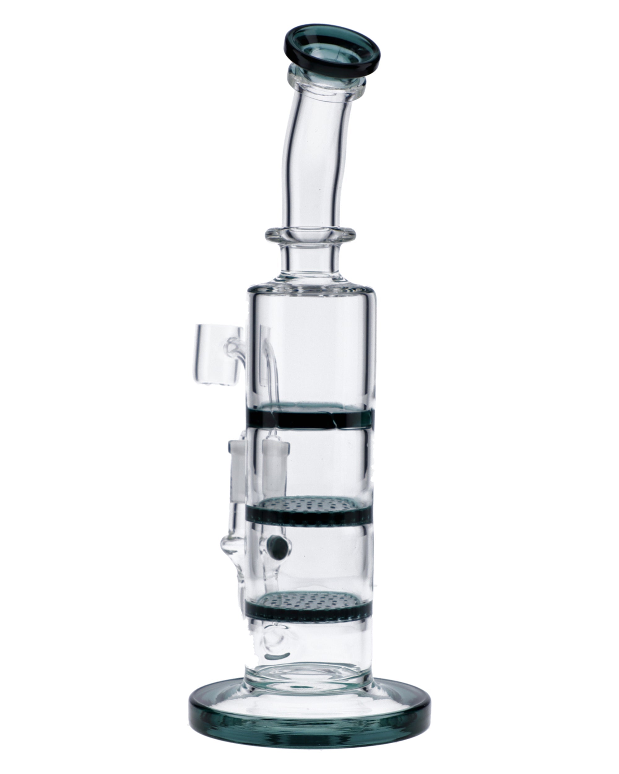 Bent Neck Dab Rig w/Triple Honey Comb Perc-Teal-9.5in