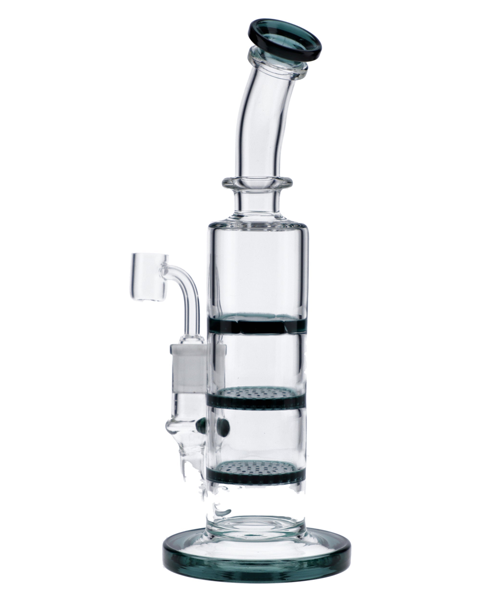 Bent Neck Dab Rig w/Triple Honey Comb Perc-Teal-9.5in