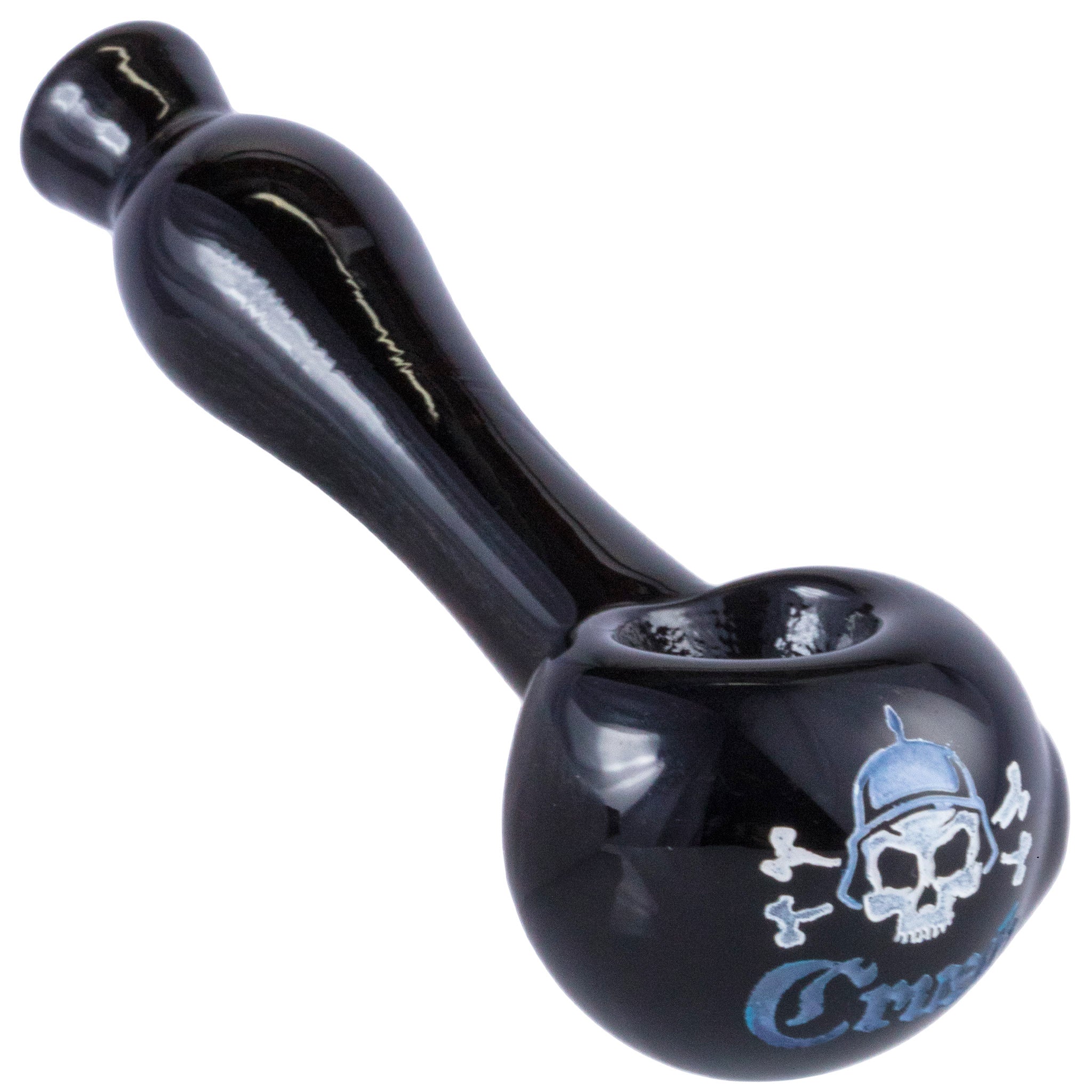 Crush Laser-Etched Hand Pipe with Skull Logo in Vibrant Colors - 4" Borosilicate