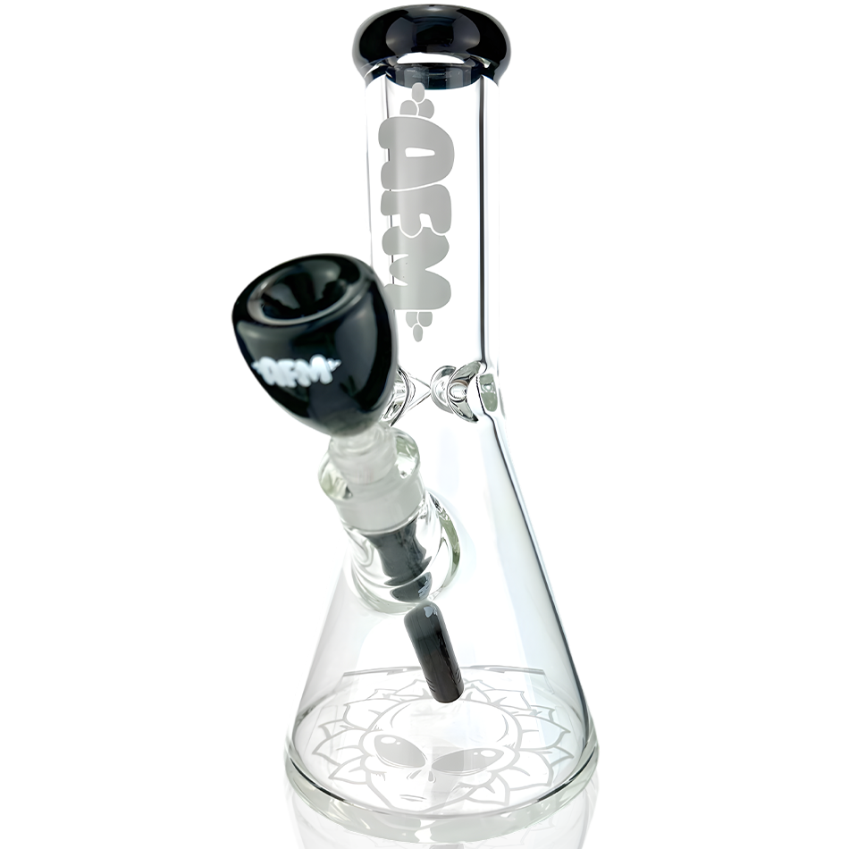 12" AFM Glass Chubbi Beaker Clear Colored Lip Beaker Bong Bundle