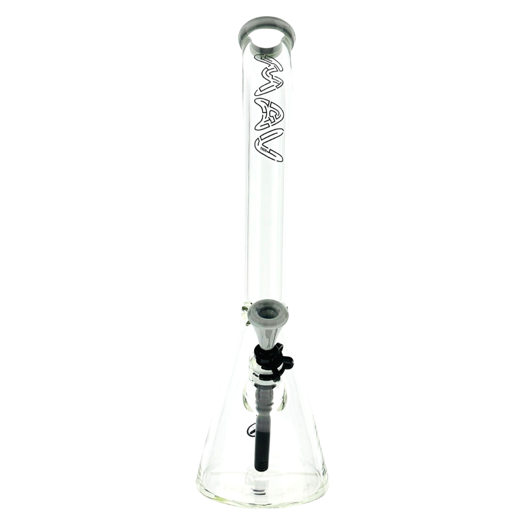 18" x 9MM  Bent Neck Beaker Bong MAV Maze Accented